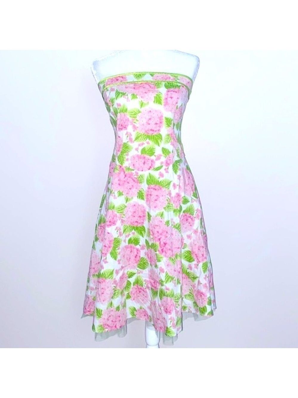 Ruby Rox vintage 90’s pink and green floral strapless dress